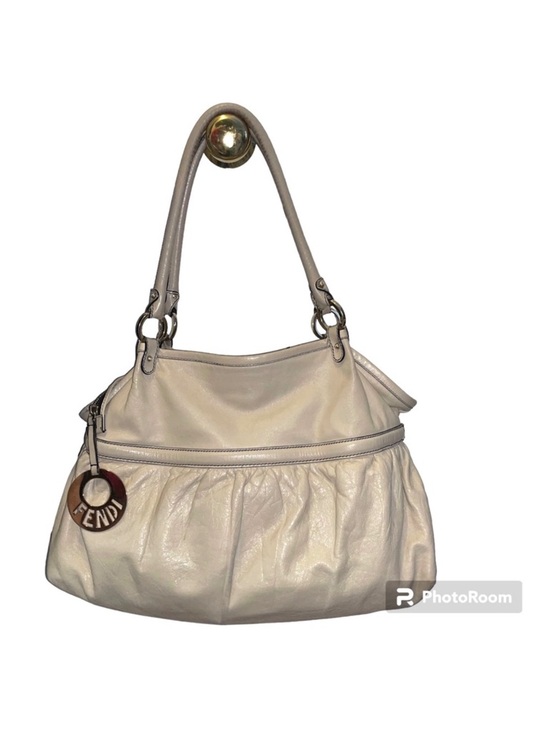 Fendi Handbags - Fendi Large Chef Shopper Tote Bag in Chiaro Beige Cream Lambskin Leather Bag